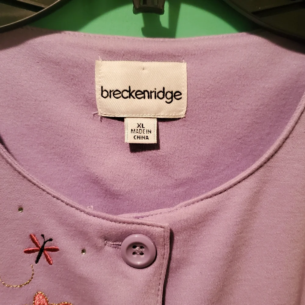 Vintage Lavender Embroidered Front Button Knit Blouse - Picture 12 of 12